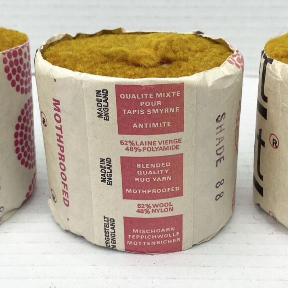 Vtg Lot of 3 Readicut Wool Nylon Pre-Cut Latch Hook Rug Yarn Dark Gold Yellow - Picture 5 of 5